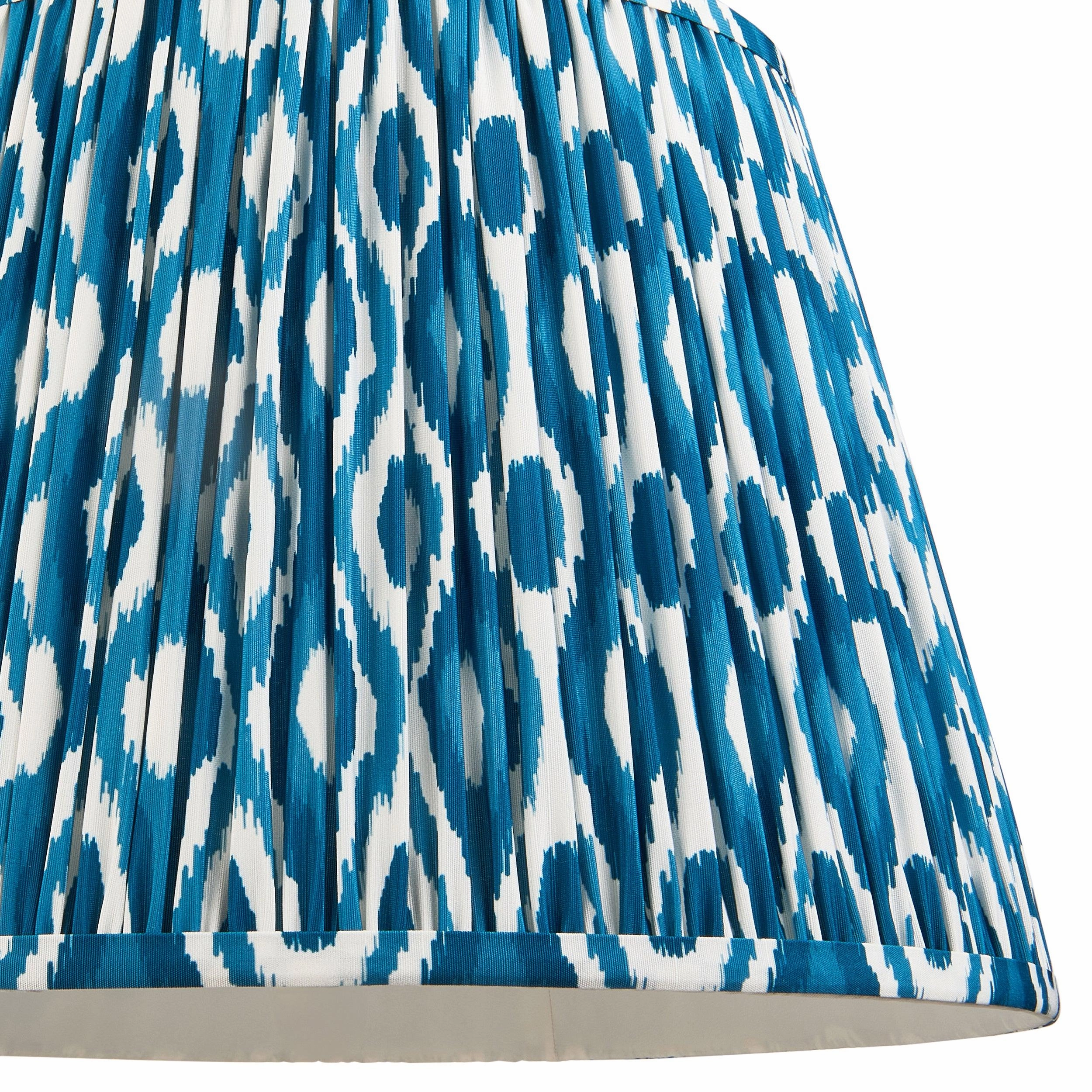 Eltham Ceiling Pendant Light With Green Flex and Blue Ikat 40cm Shade