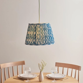 Eltham Ceiling Pendant Light With Green Flex and Blue Ikat 40cm Shade sleek LED ceiling lamp