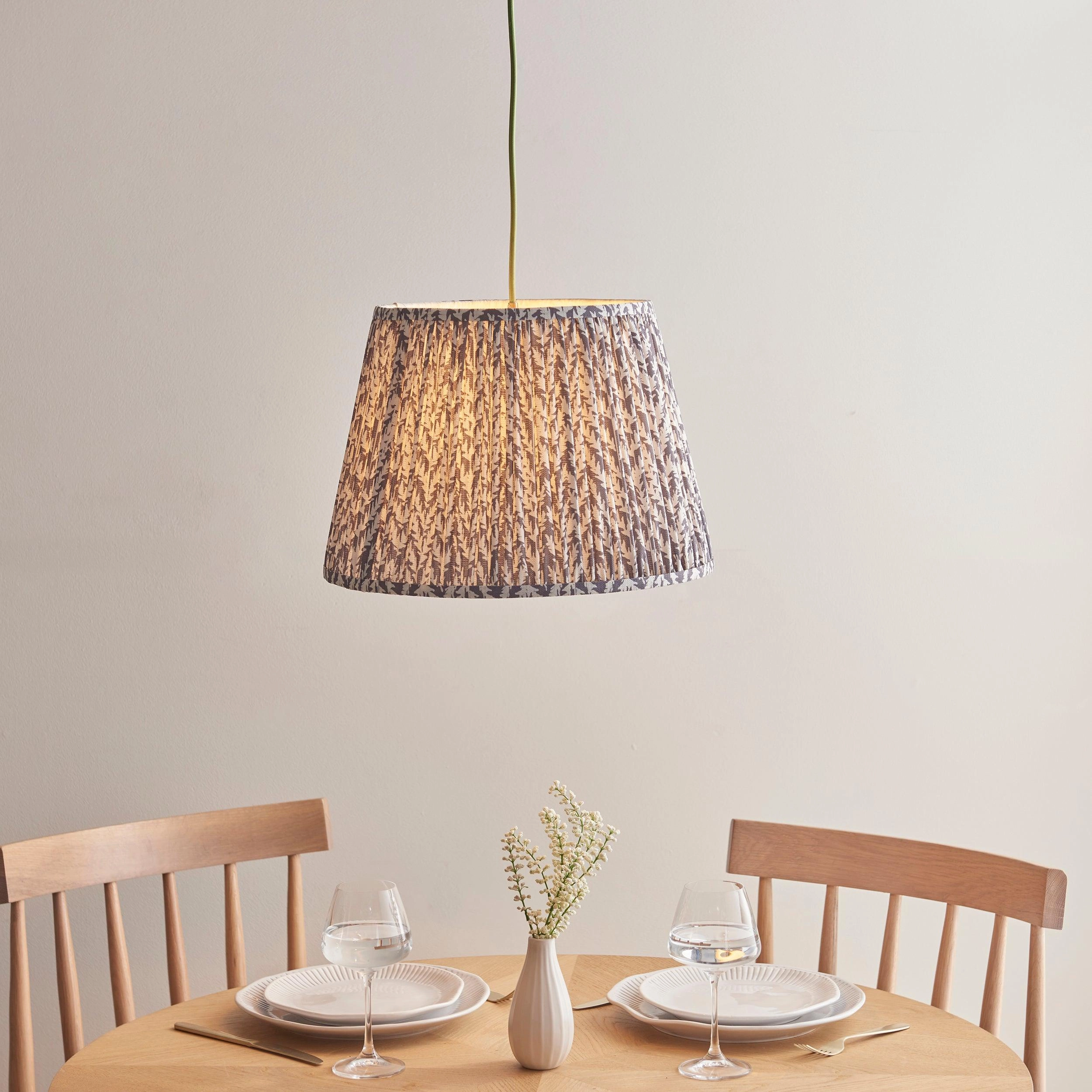 Eltham Ceiling Pendant Light With Green Flex and Grey Leaf 40cm Shade sleek LED ceiling lamp