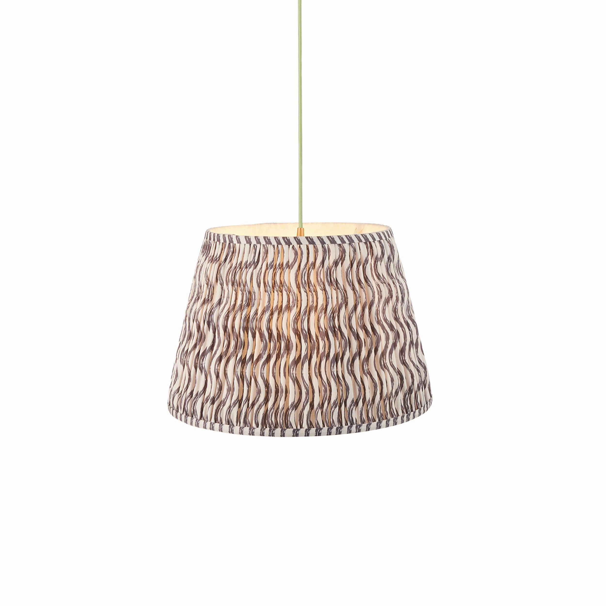 Eltham Ceiling Pendant Light With Green Flex and Grey Ripple 40cm Shade