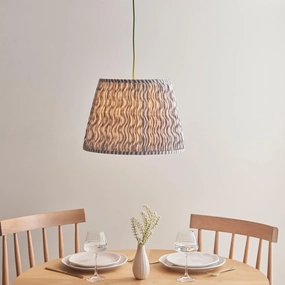 Eltham Ceiling Pendant Light With Green Flex and Grey Ripple 40cm Shade sleek LED ceiling lamp