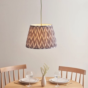 Eltham Ceiling Pendant Light With Green Flex and Grey Zigzag 40cm Shade flush mount ceiling fixture