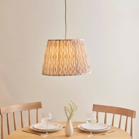 Eltham Ceiling Pendant Light With Green Flex and Neutral Ikat 40cm Shade flush mount ceiling fixture