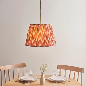 Eltham Ceiling Pendant Light With Green Flex and Orange ZIgzag 40cm Shade flush mount ceiling fixture