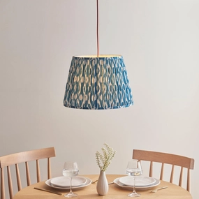 Eltham Ceiling Pendant Light With Red Flex and Blue Ikat 40cm Shade sleek LED ceiling lamp