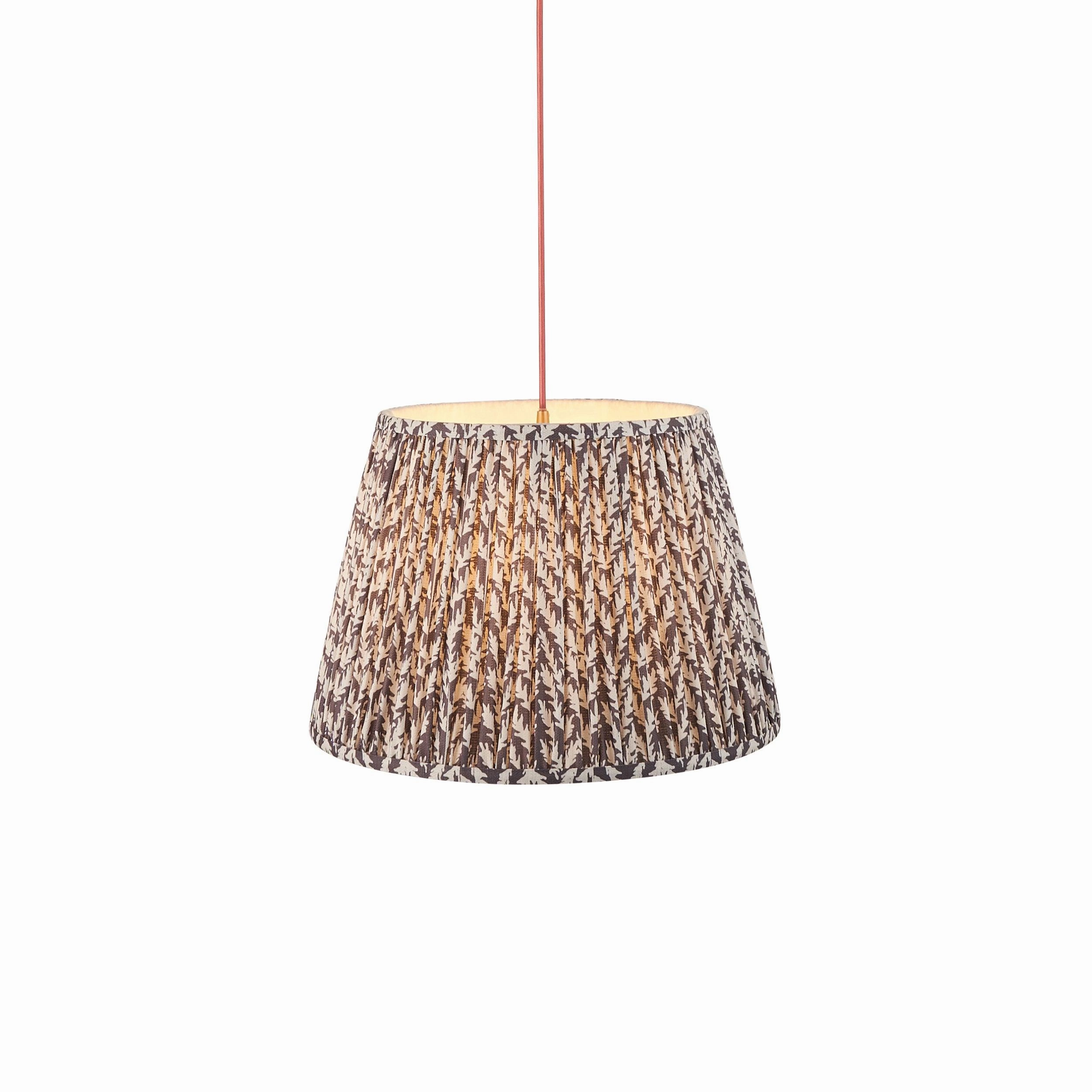 Eltham Ceiling Pendant Light With Red Flex and Grey Leaf 40cm Shade