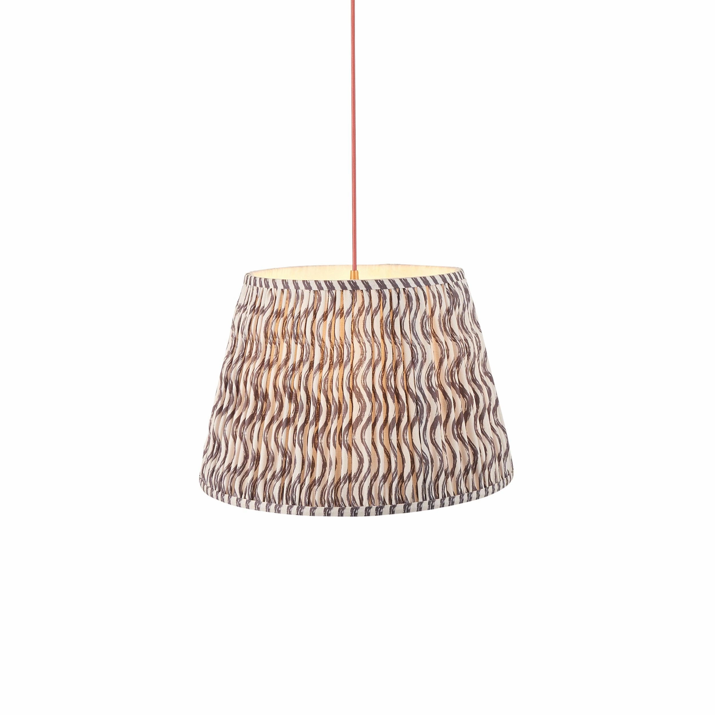 Eltham Ceiling Pendant Light With Red Flex and Grey Ripple 40cm Shade