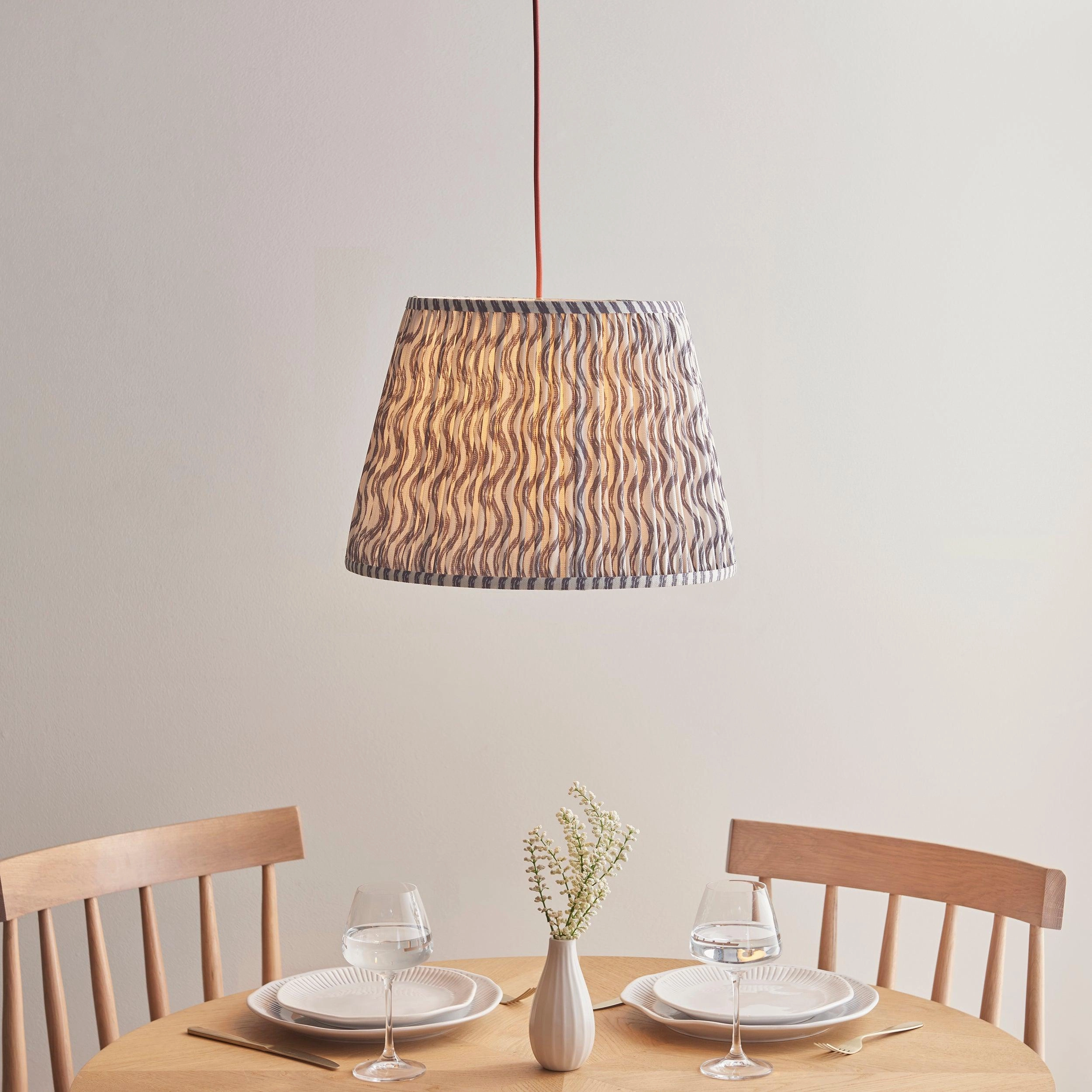 Eltham Ceiling Pendant Light With Red Flex and Grey Ripple 40cm Shade flush mount ceiling fixture