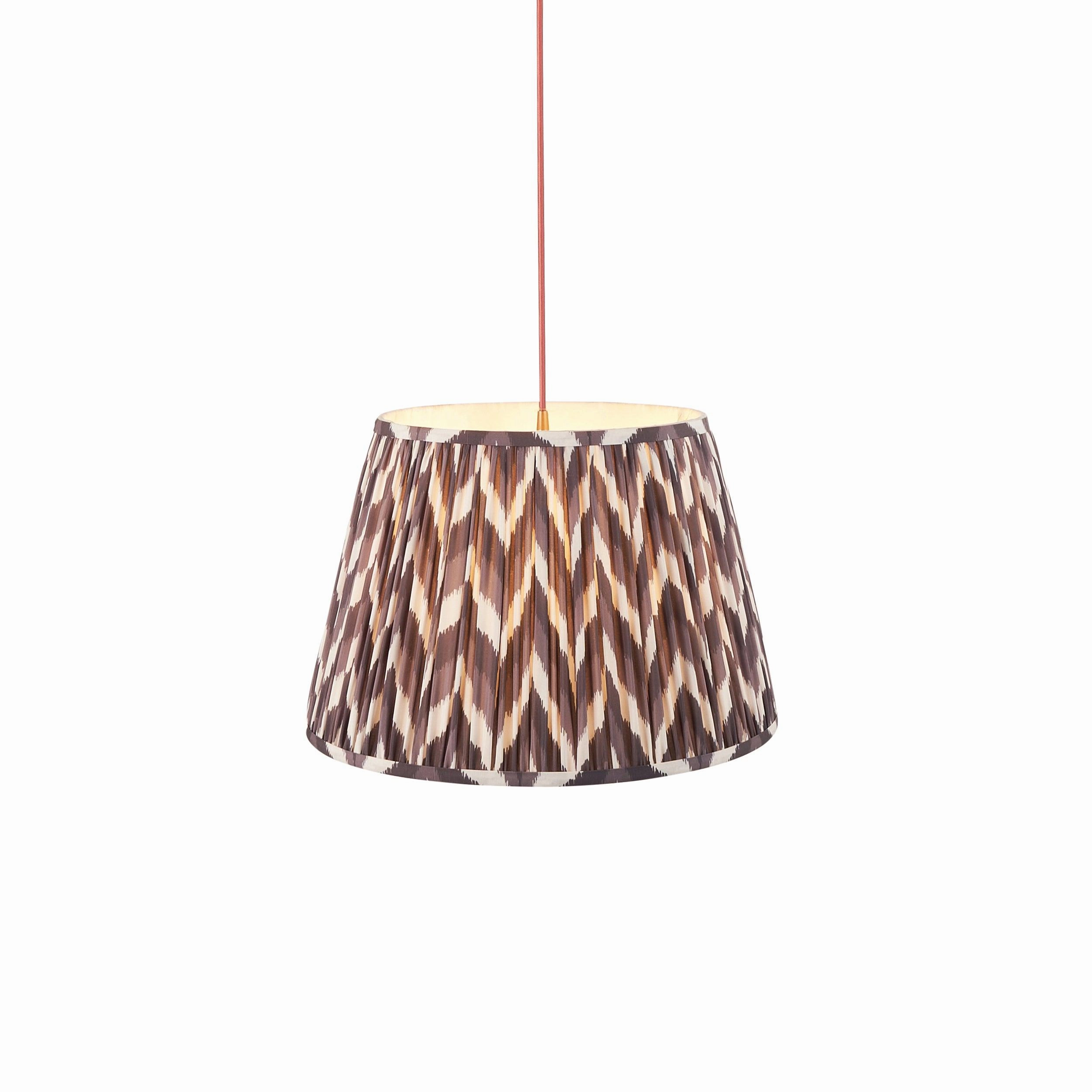 Eltham Ceiling Pendant Light With Red Flex and Grey Zigzag 40cm Shade