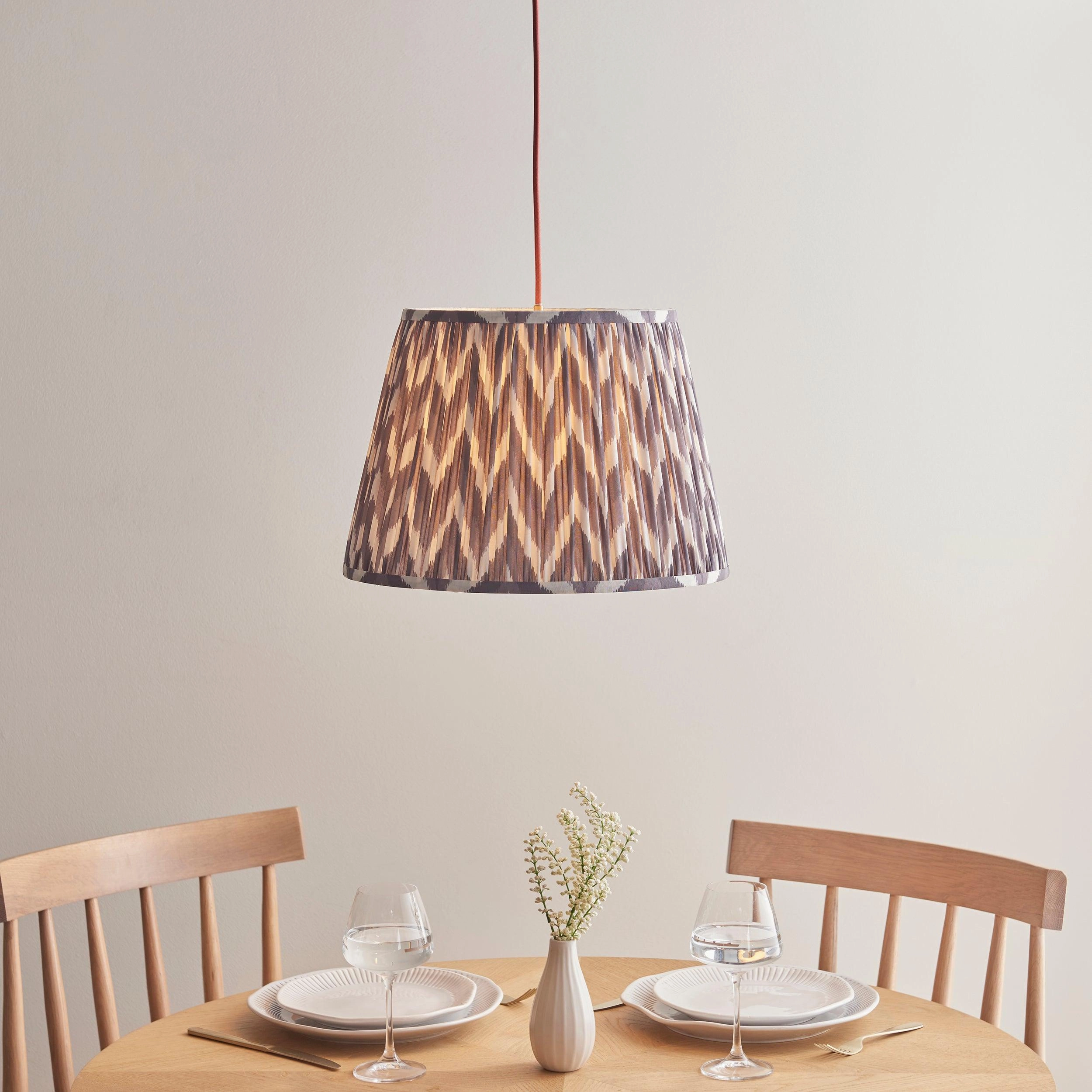 Eltham Ceiling Pendant Light With Red Flex and Grey Zigzag 40cm Shade flush mount ceiling fixture