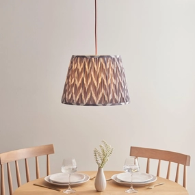Eltham Ceiling Pendant Light With Red Flex and Grey Zigzag 40cm Shade flush mount ceiling fixture