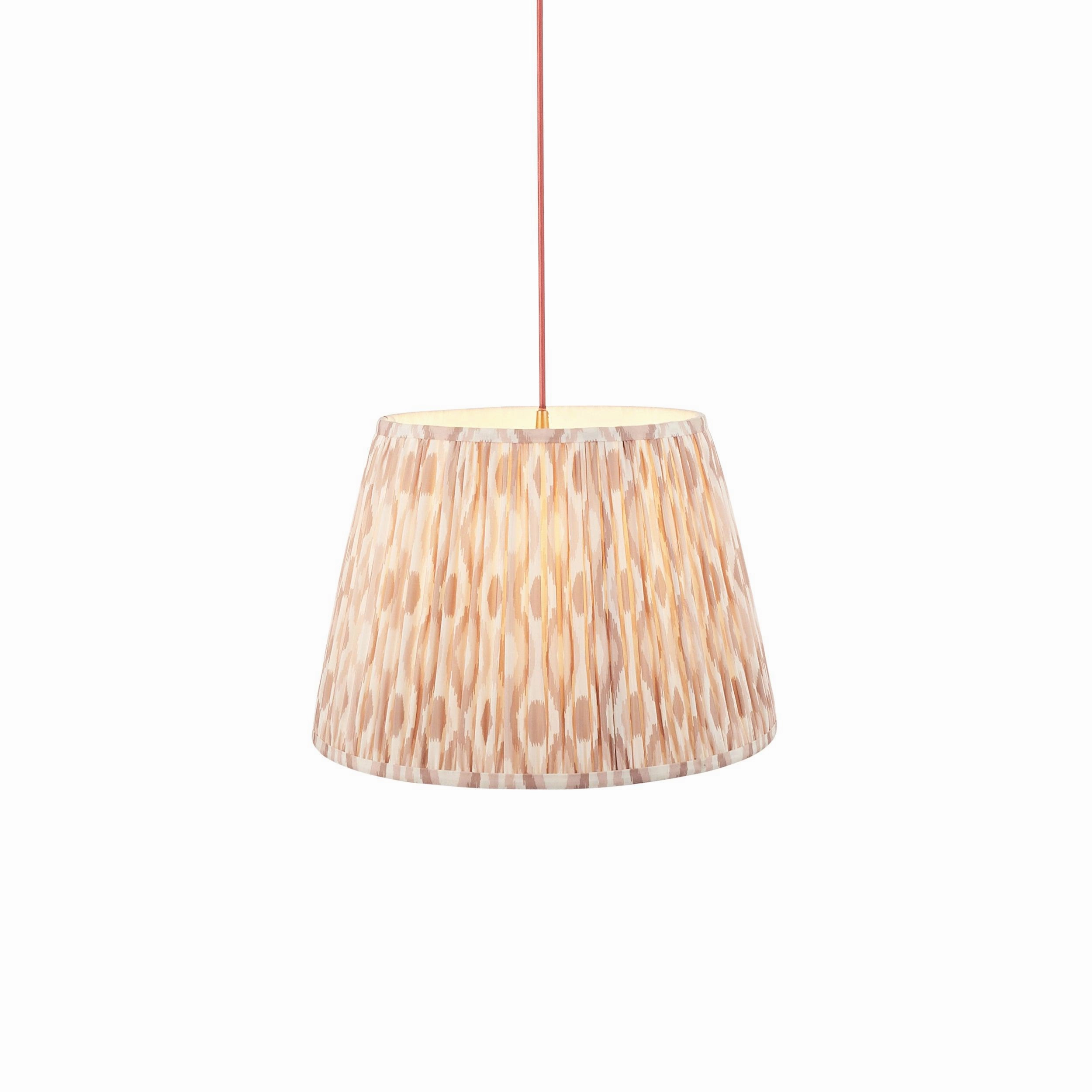 Eltham Ceiling Pendant Light With Red Flex and Neutral Ikat 40cm Shade