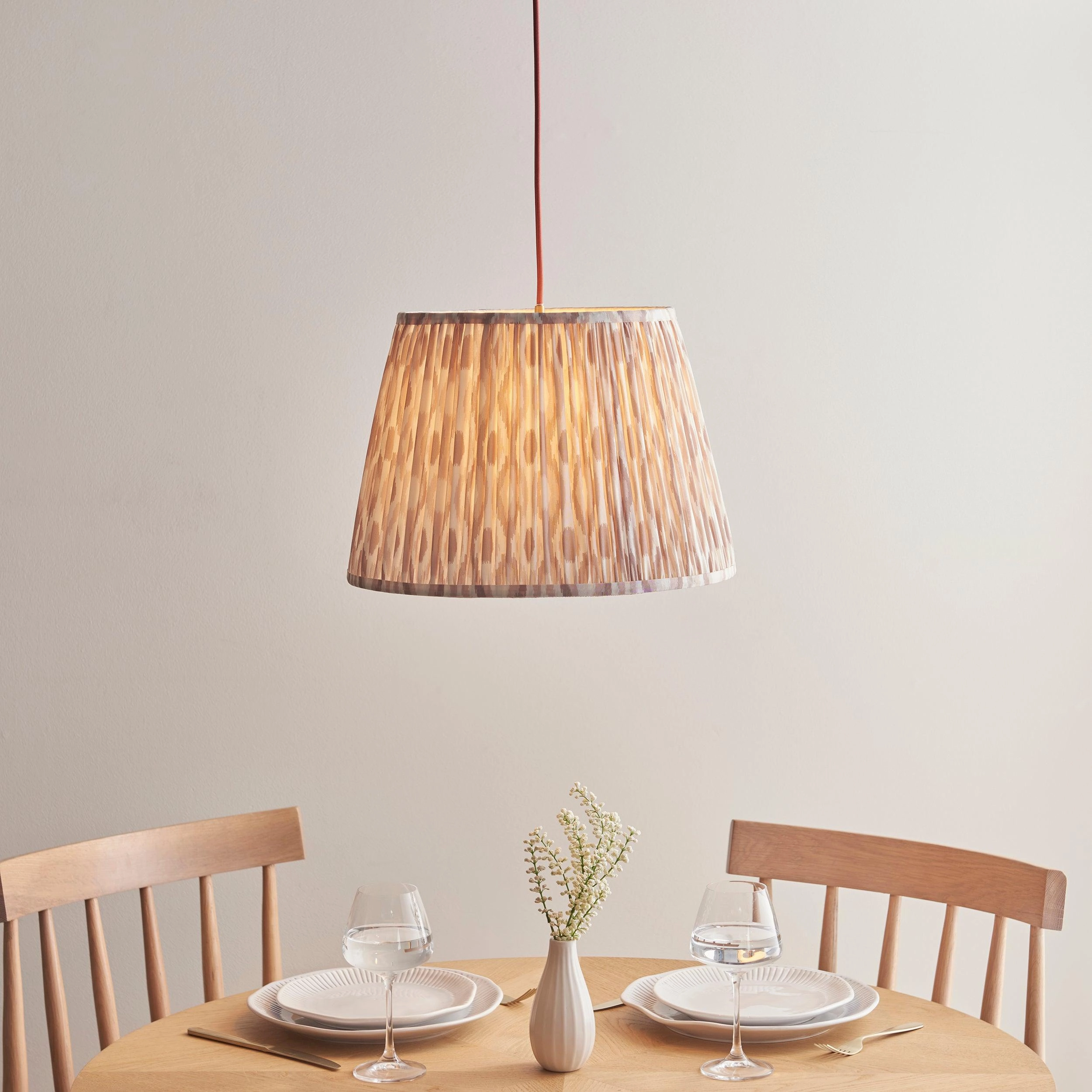 Eltham Ceiling Pendant Light With Red Flex and Neutral Ikat 40cm Shade flush mount ceiling fixture