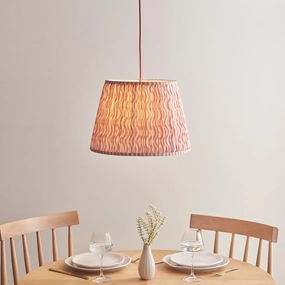 Eltham Ceiling Pendant Light With Red Flex and Pink Ripple 40cm Shade sleek LED ceiling lamp