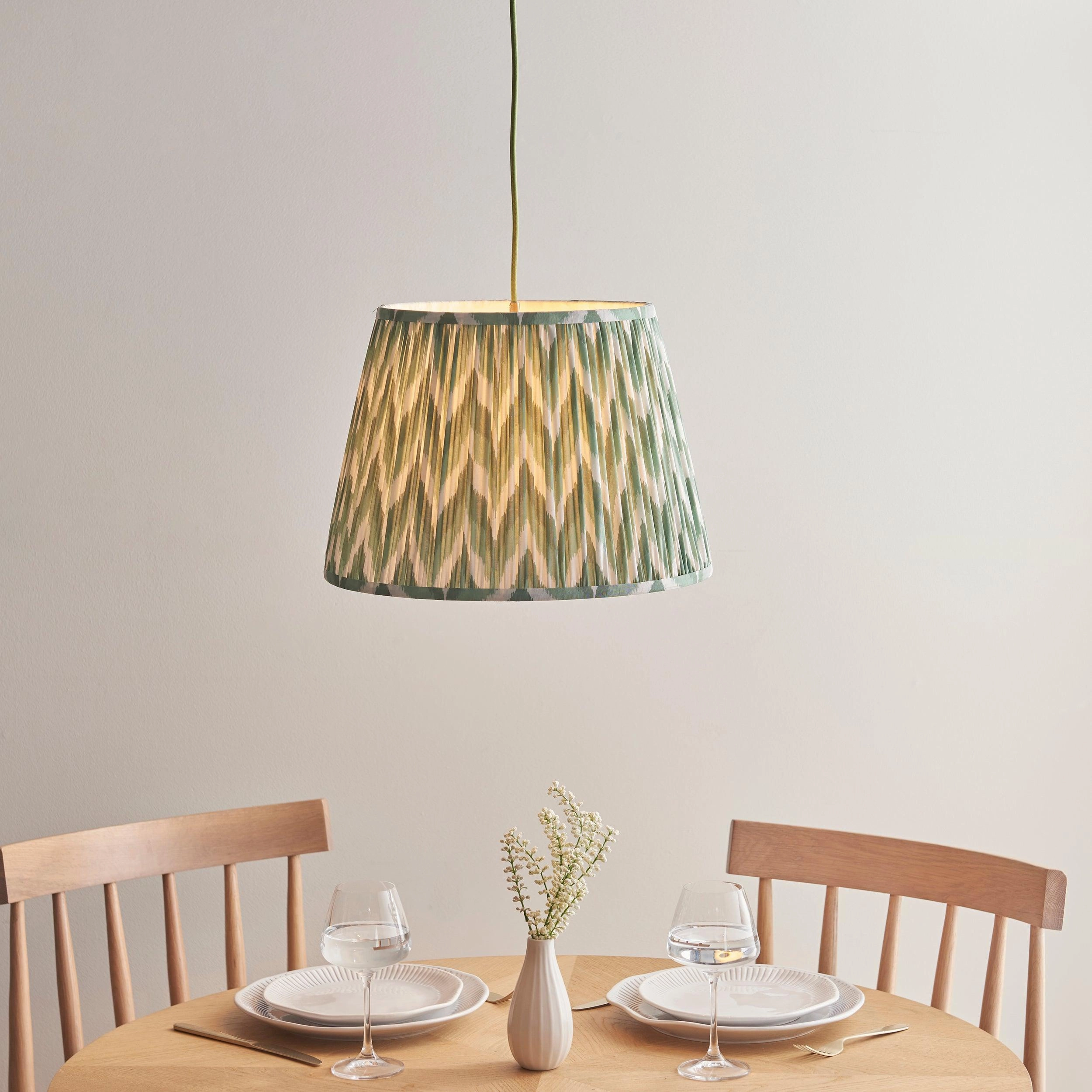 Eltham Green Braided Ceiling Pendant Light With Green 40cm ZigZag Shade flush mount ceiling fixture