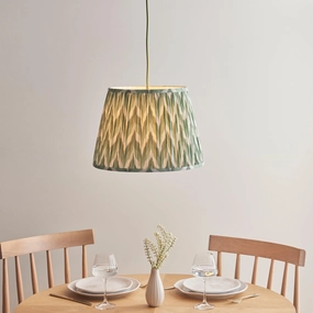Eltham Green Braided Ceiling Pendant Light With Green 40cm ZigZag Shade sleek LED ceiling lamp