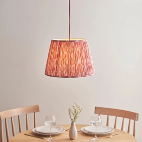Eltham Red Braided Ceiling Pendant Light With Pink 40cm Ikat Shade flush mount ceiling fixture