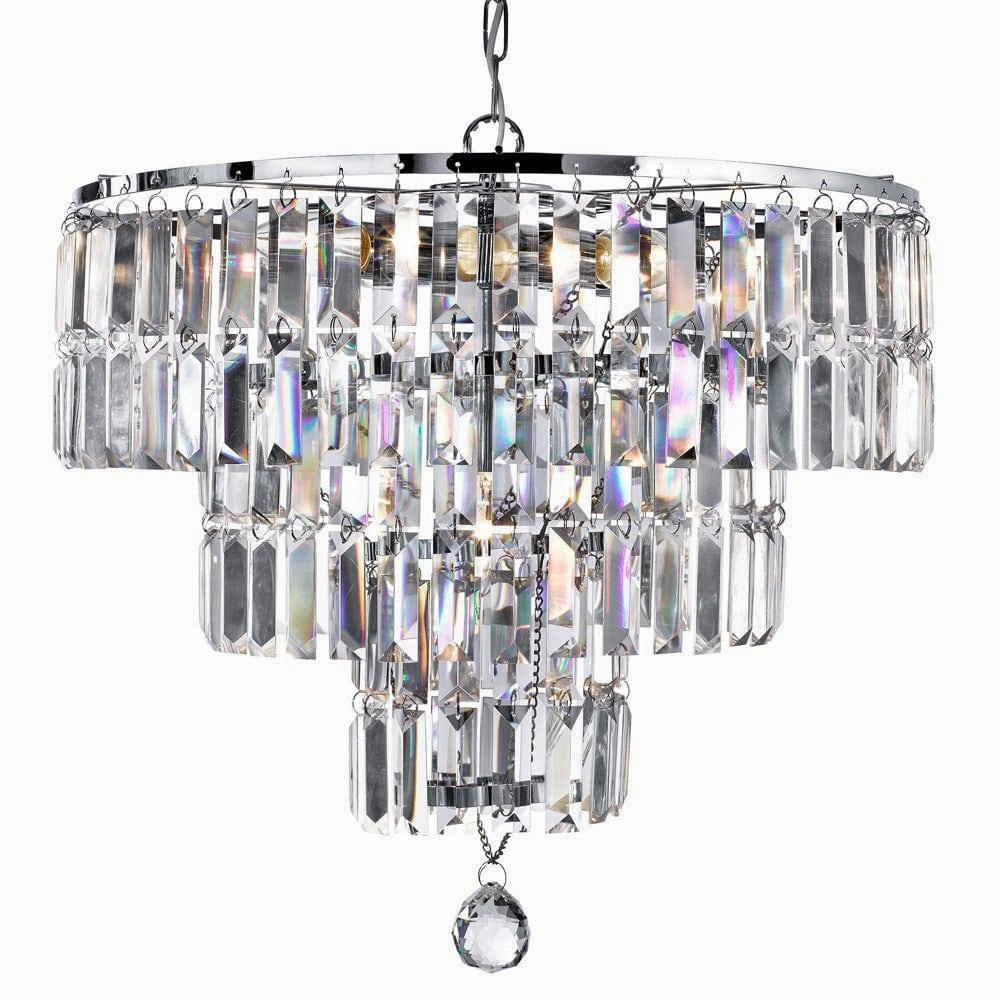 Empire 5 Light Polished Chrome & Crystal Chandelier white ceiling lamp