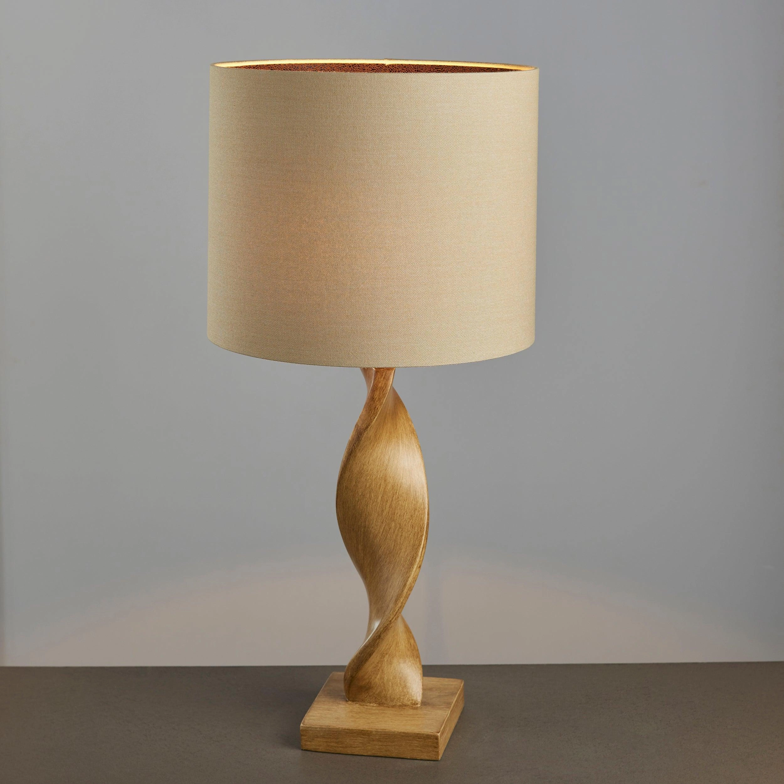 Endon Abia 1 Light Oak Effect Table Lamp energy-saving LED light