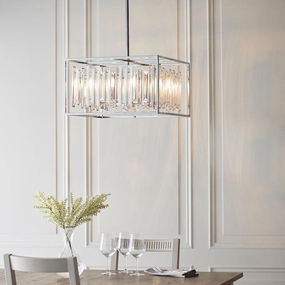 Endon Acadia 6 Light Chrome & Crystal Pendant Light white ceiling lamp