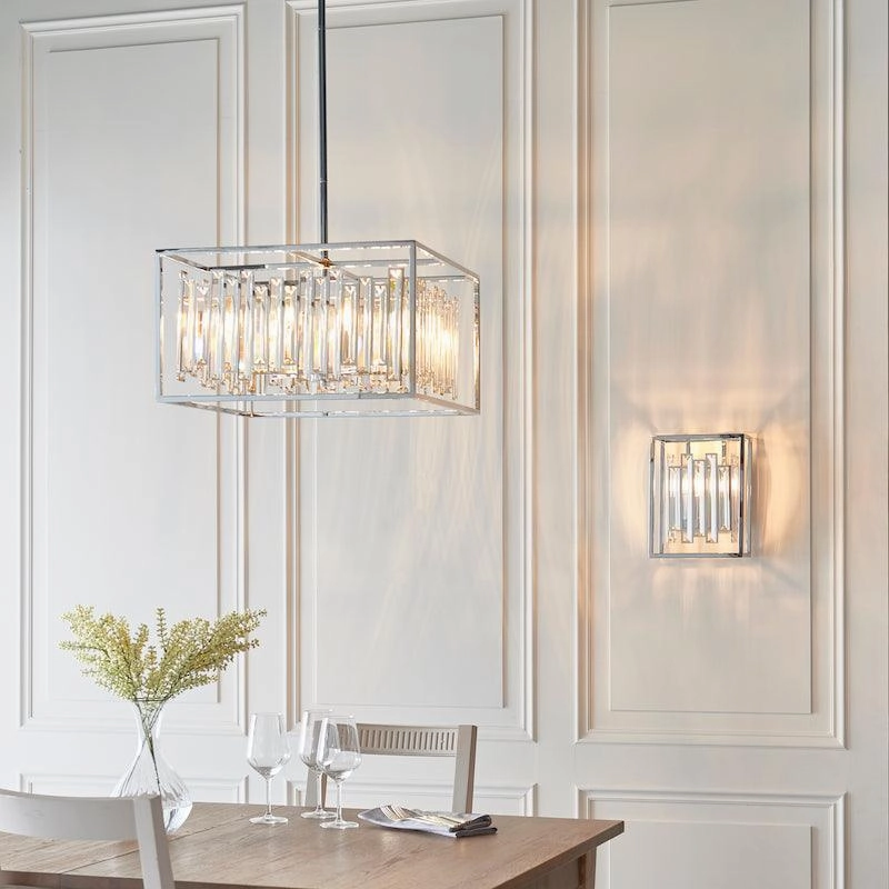 Endon Acadia 6 Light Chrome & Crystal Pendant Light