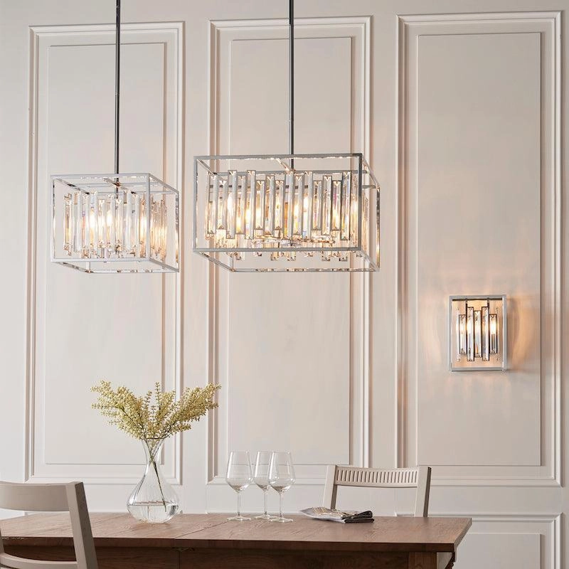 Endon Acadia 6 Light Chrome & Crystal Pendant Light