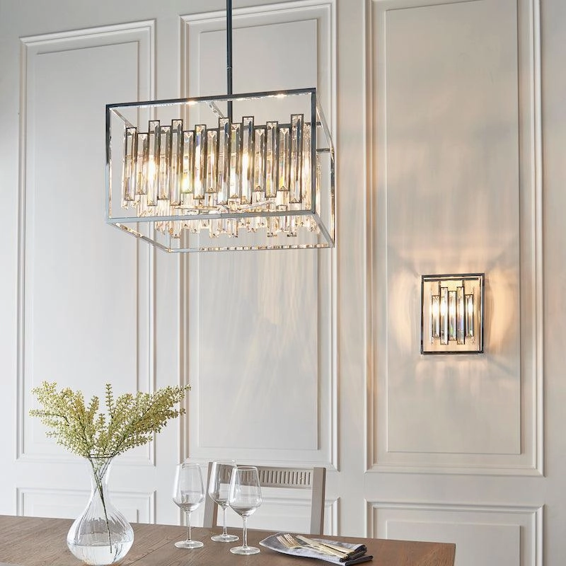 Endon Acadia 6 Light Chrome & Crystal Pendant Light