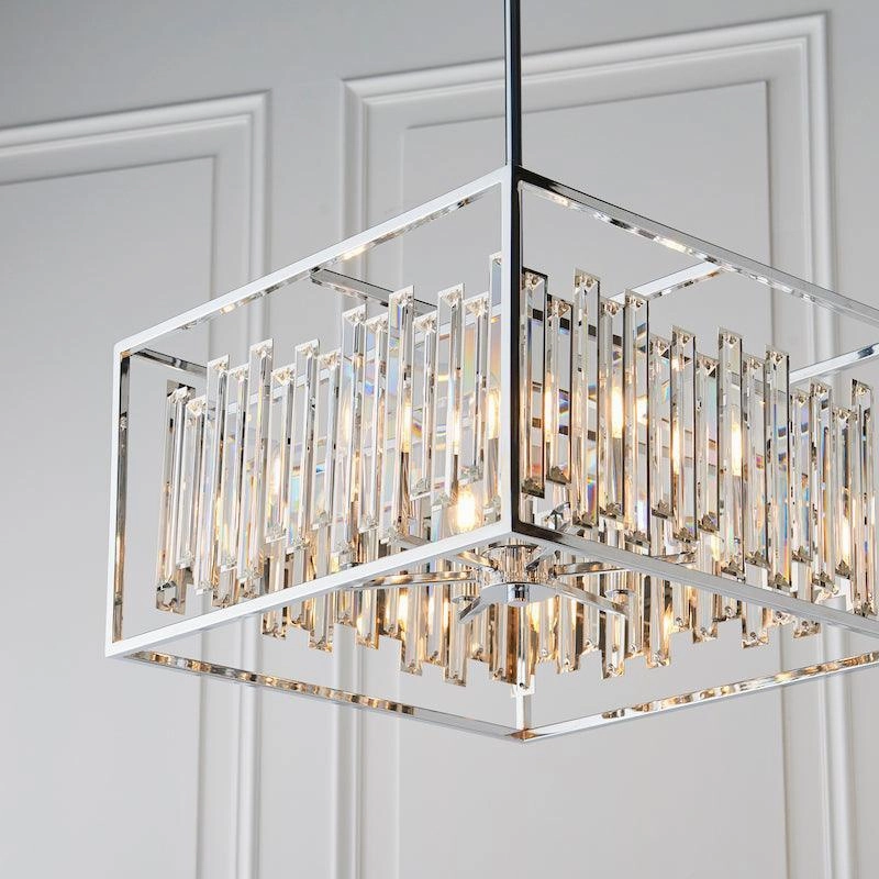 Endon Acadia 6 Light Chrome & Crystal Pendant Light