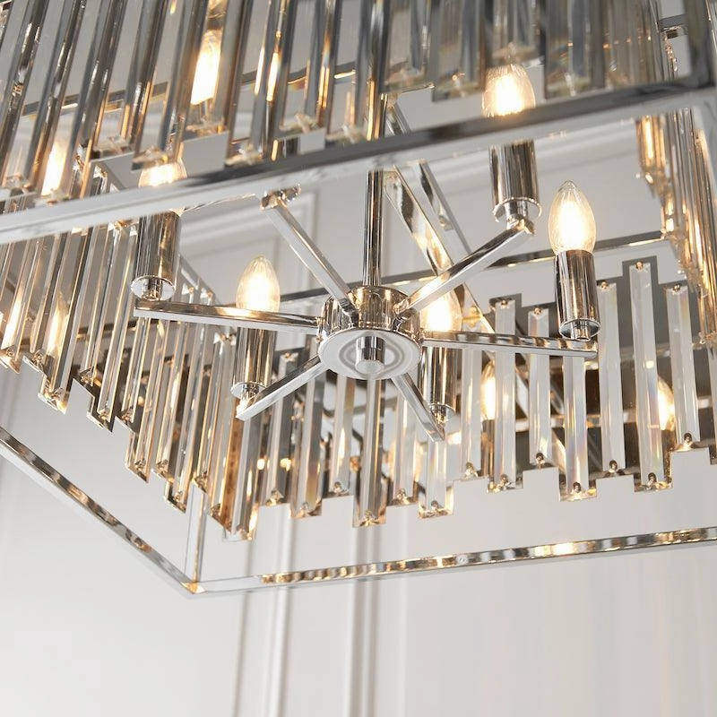 Endon Acadia 6 Light Chrome & Crystal Pendant Light