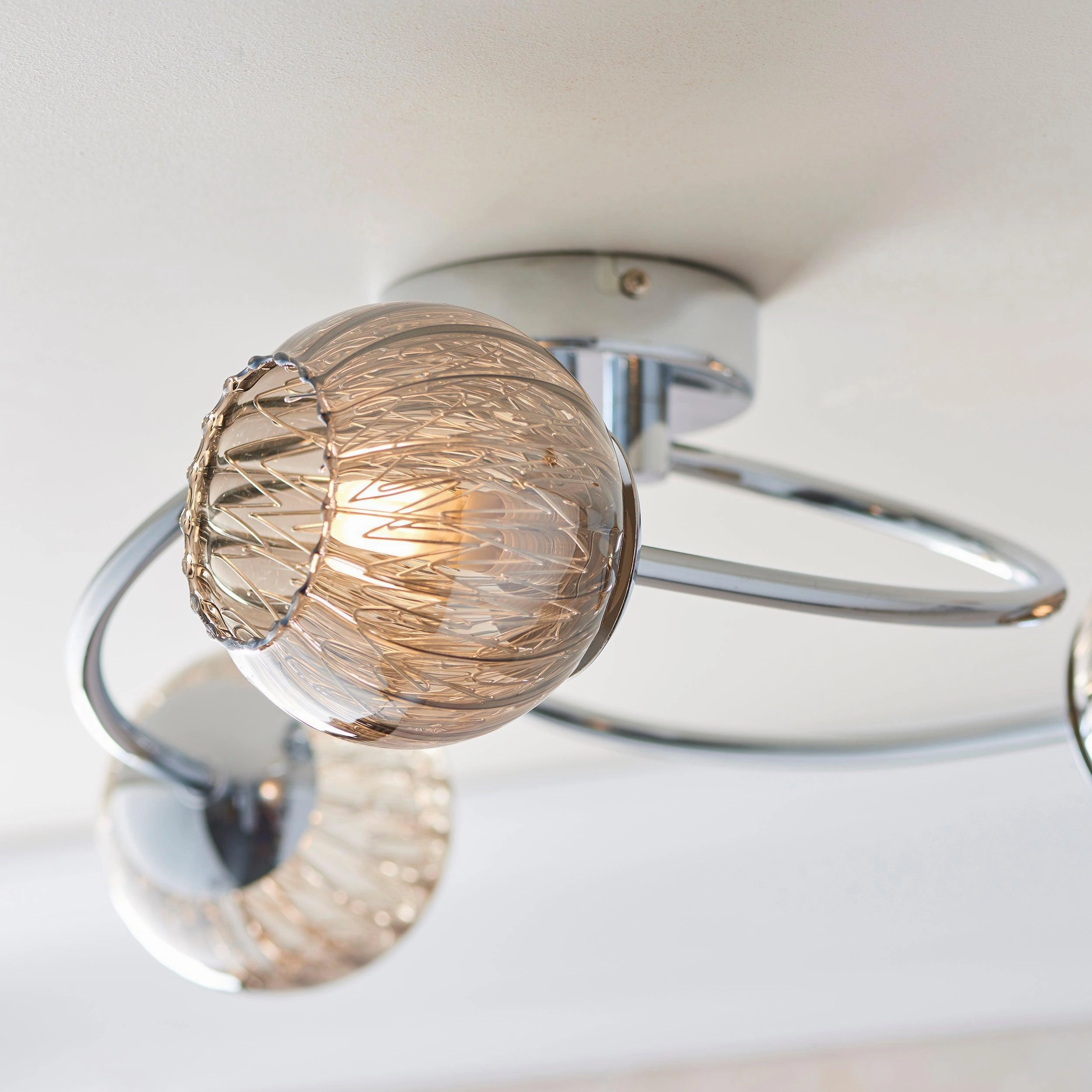 Endon Aerith 3 Light Chrome Semi Flush Ceiling Light