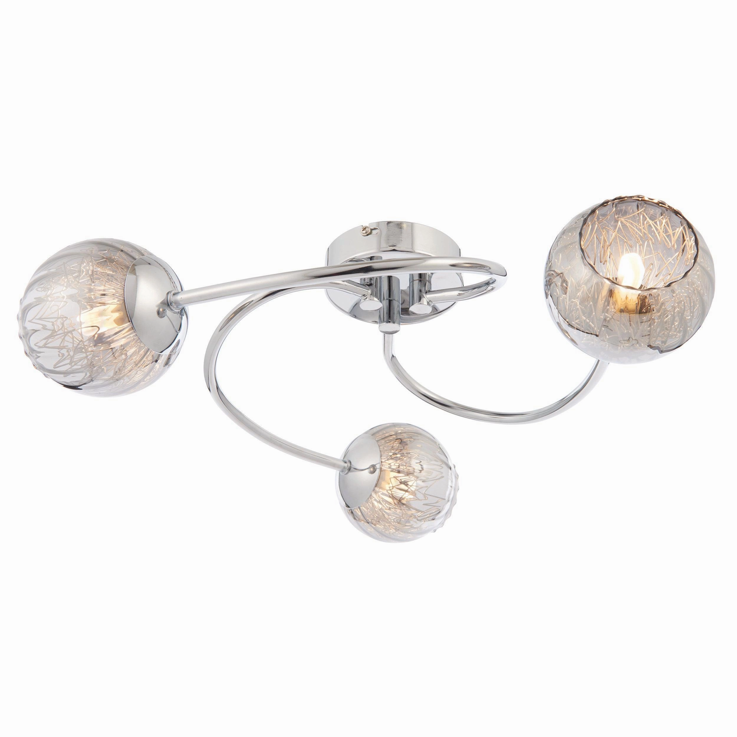 Endon Aerith 3 Light Chrome Semi Flush Ceiling Light