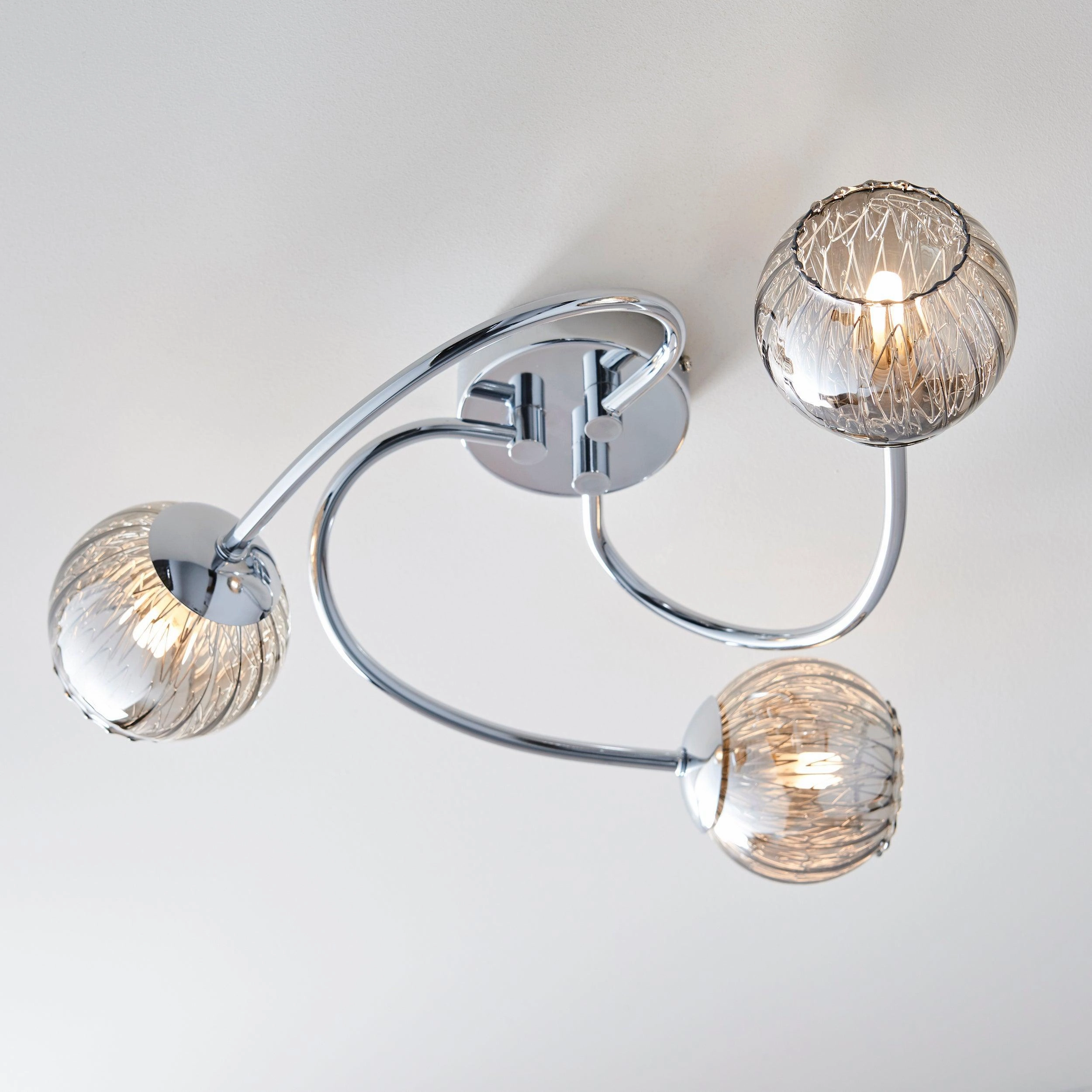 Endon Aerith 3 Light Chrome Semi Flush Ceiling Light
