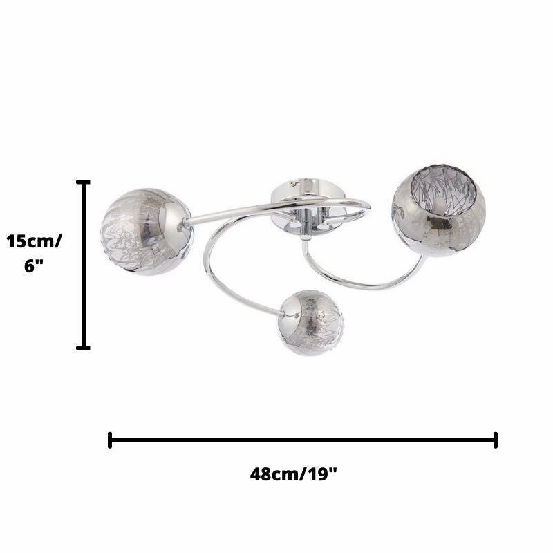 Endon Aerith 3 Light Chrome Semi Flush Ceiling Light