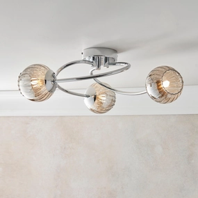 Endon Aerith 3 Light Chrome Semi Flush Ceiling Light white ceiling lamp