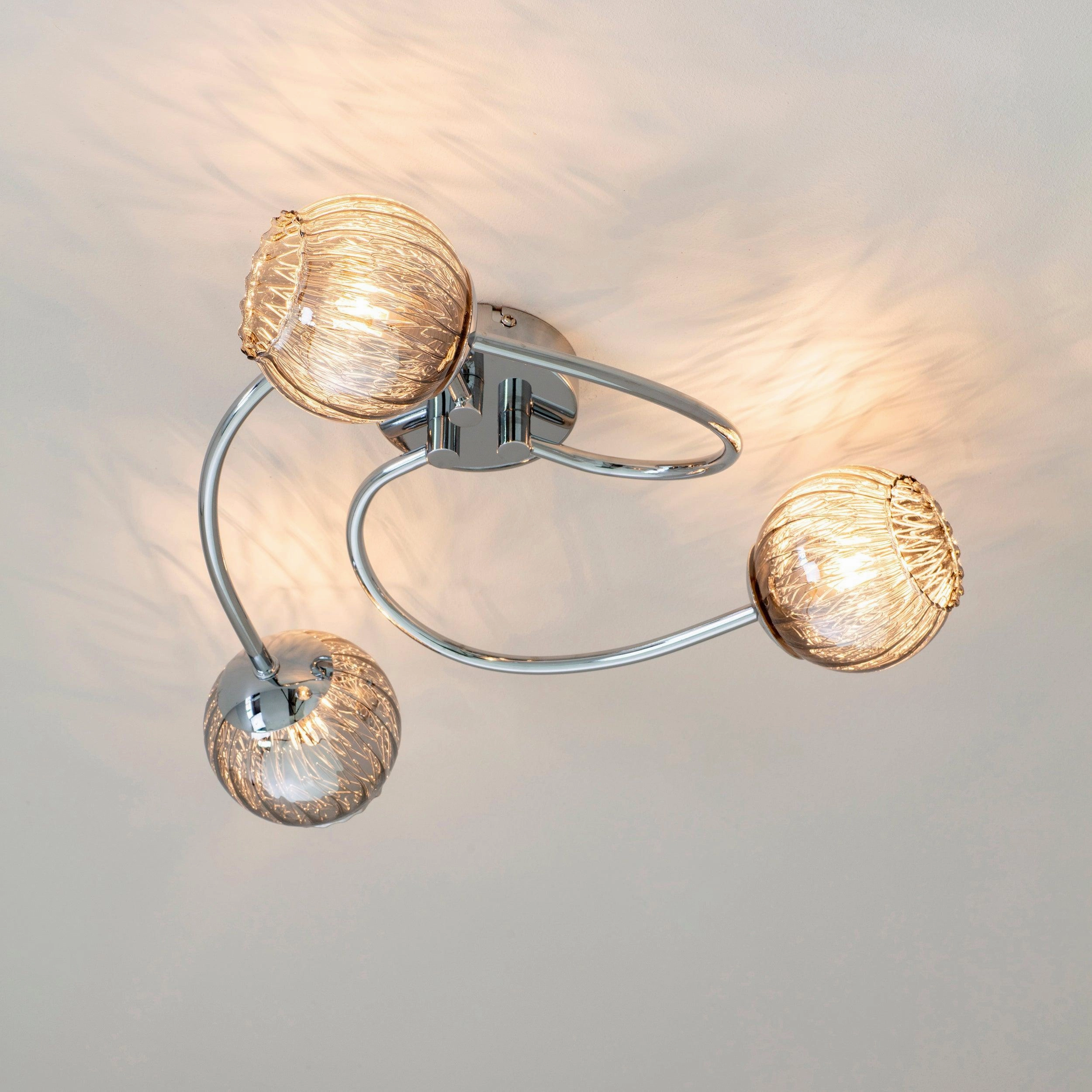 Endon Aerith 3 Light Chrome Semi Flush Ceiling Light