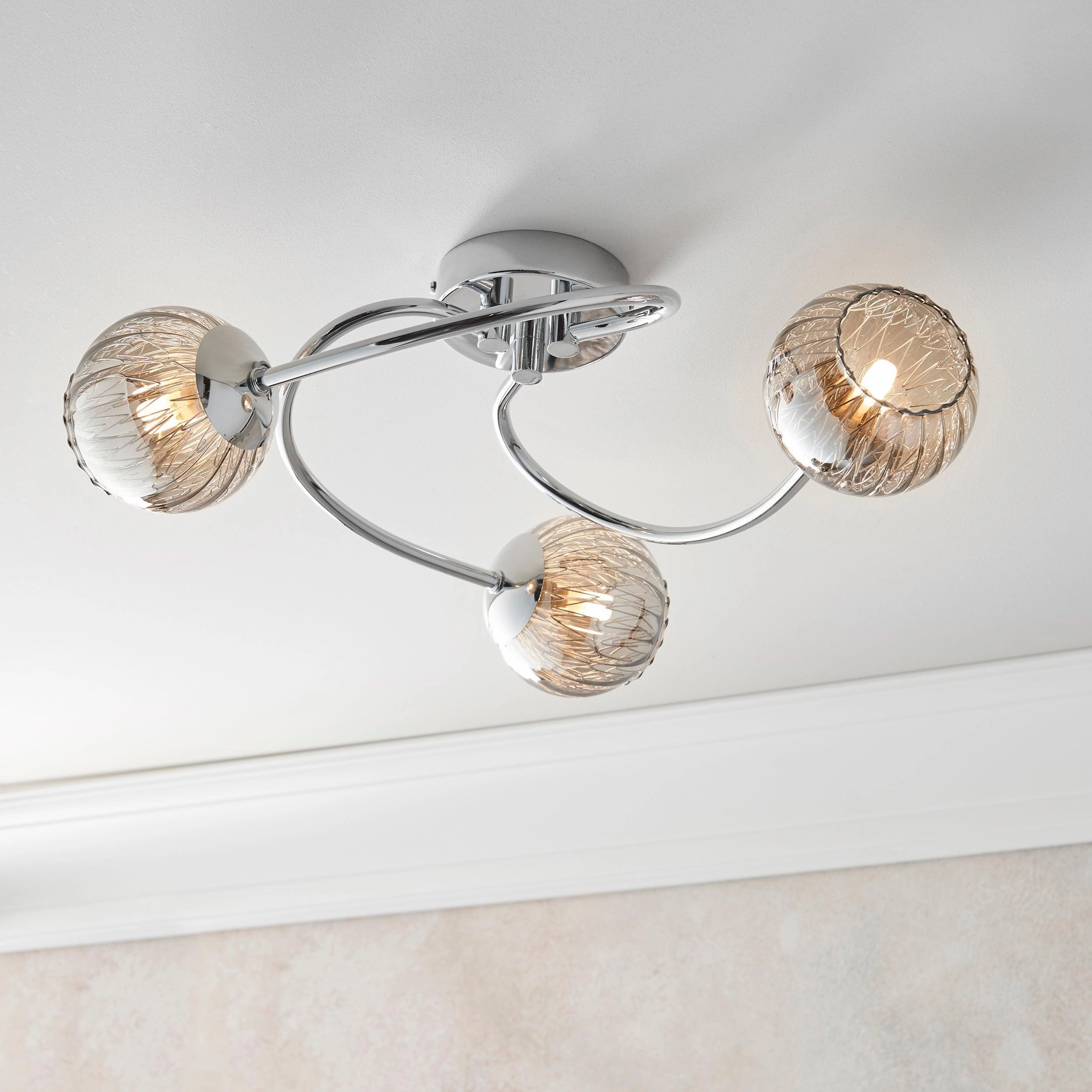 Endon Aerith 3 Light Chrome Semi Flush Ceiling Light