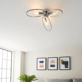 Endon Amari 3 Light Semi Flush Chrome Ceiling Light soft glow ceiling light