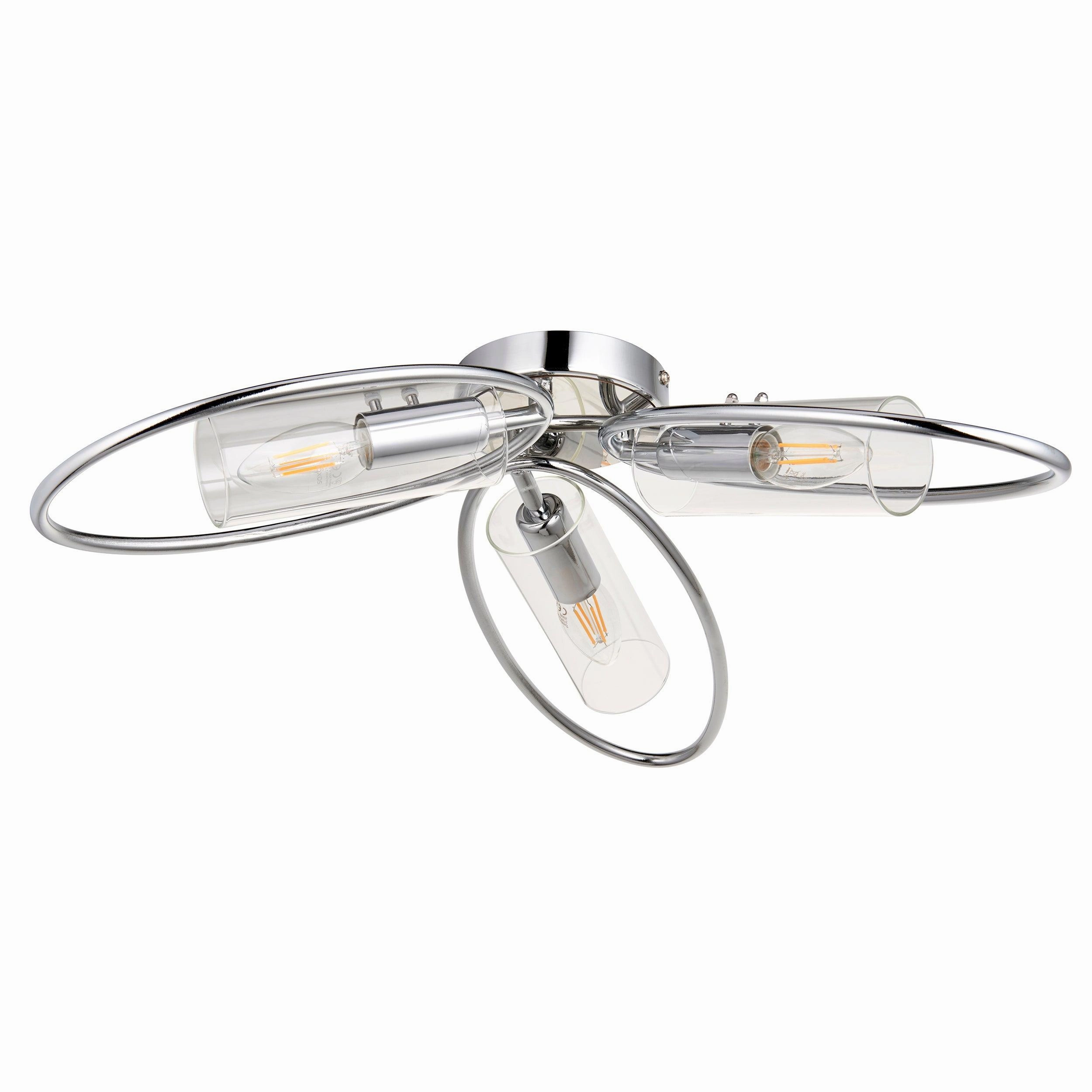 Endon Amari 3 Light Semi Flush Chrome Ceiling Light