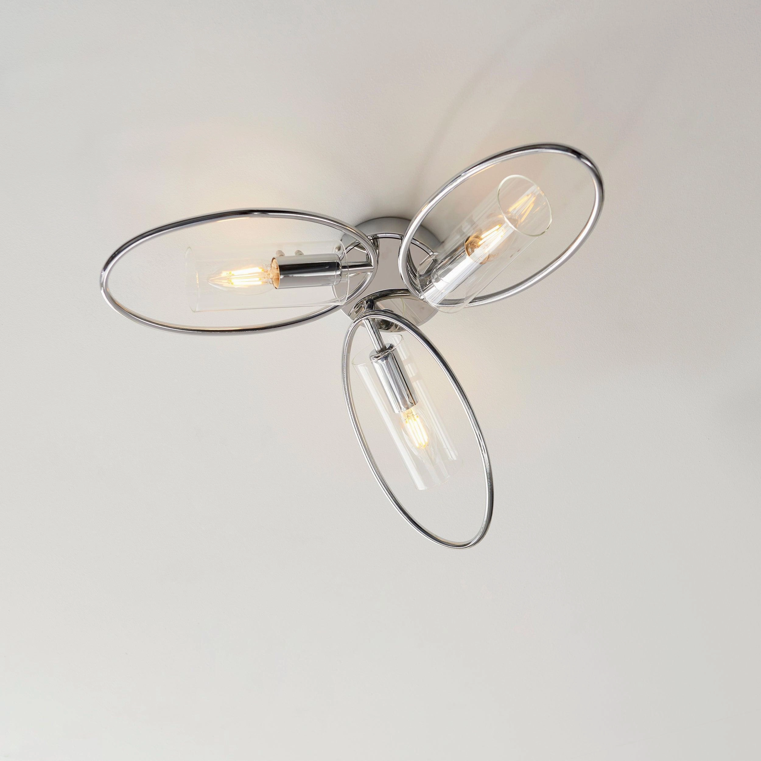 Endon Amari 3 Light Semi Flush Chrome Ceiling Light