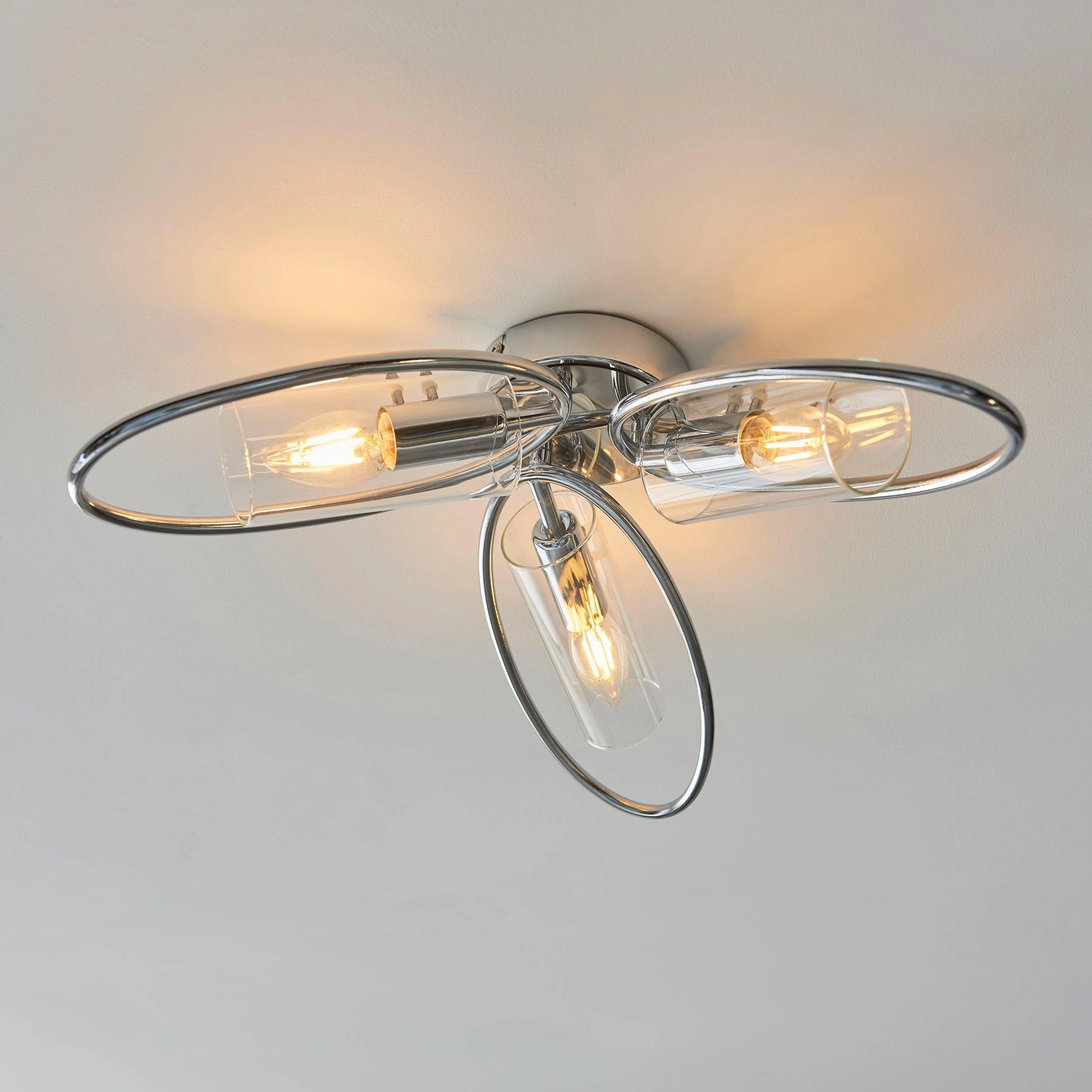 Endon Amari 3 Light Semi Flush Chrome Ceiling Light