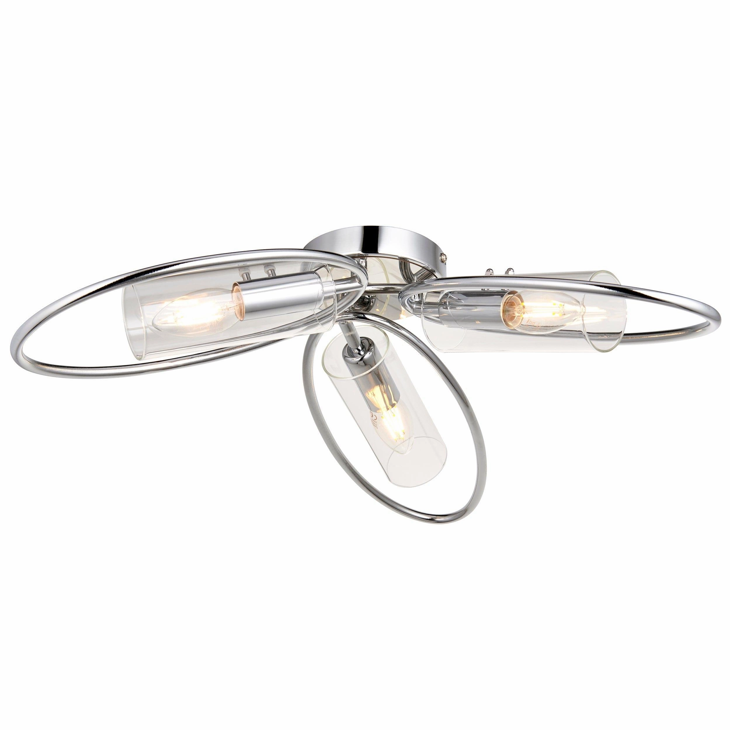 Endon Amari 3 Light Semi Flush Chrome Ceiling Light
