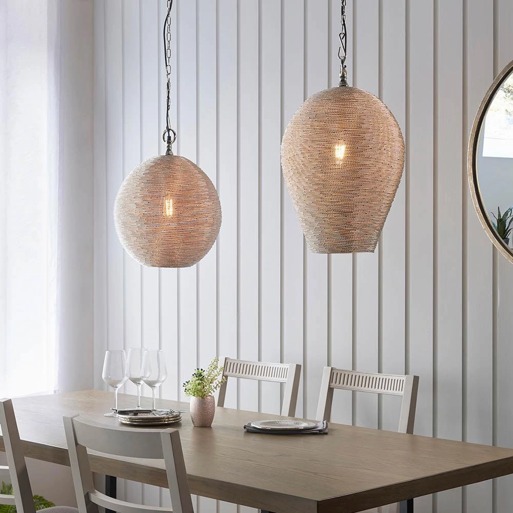 Endon Asha 1 Light Polished Nickel Ceiling Pendant