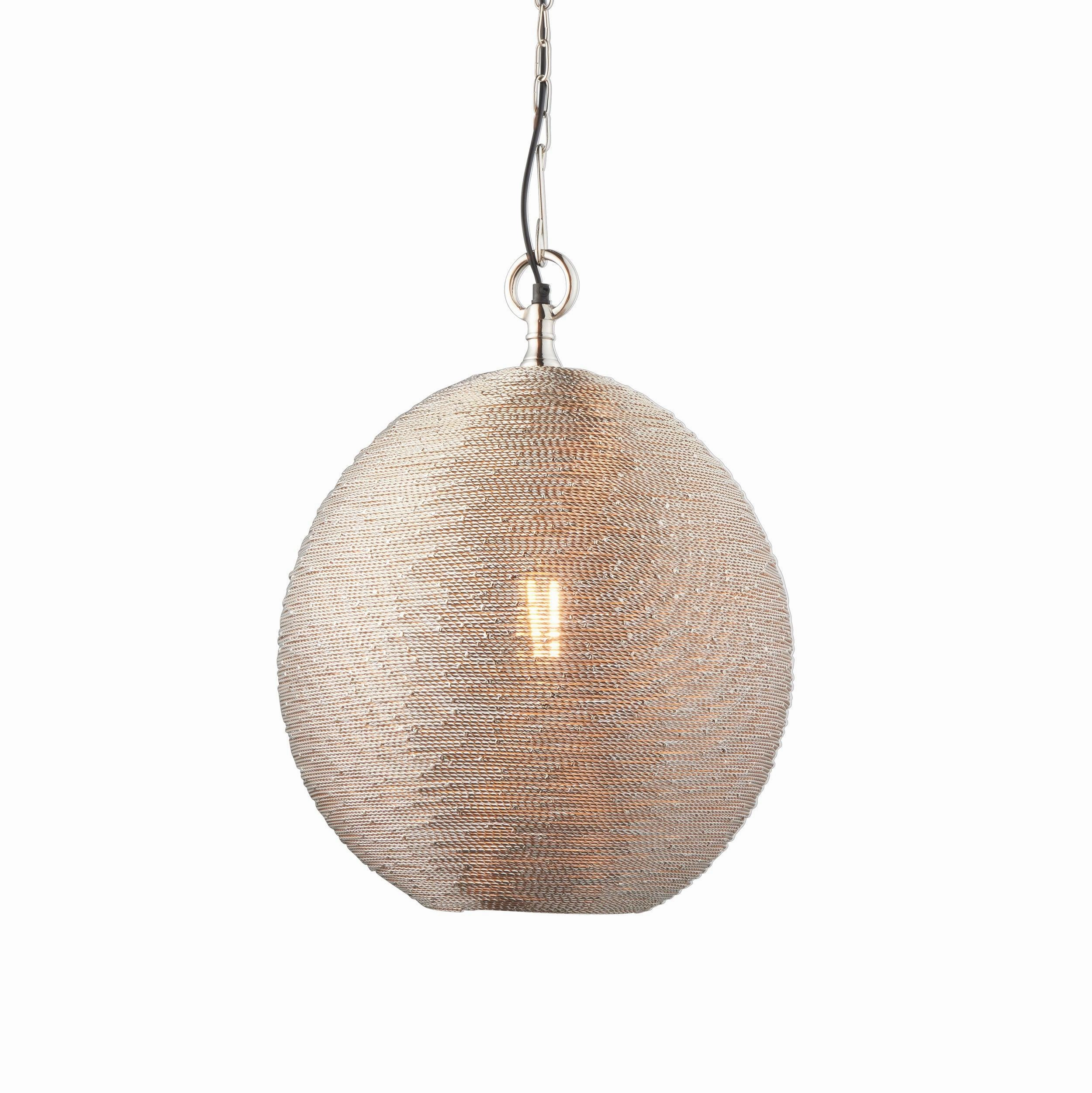 Endon Asha 1 Light Polished Nickel Ceiling Pendant