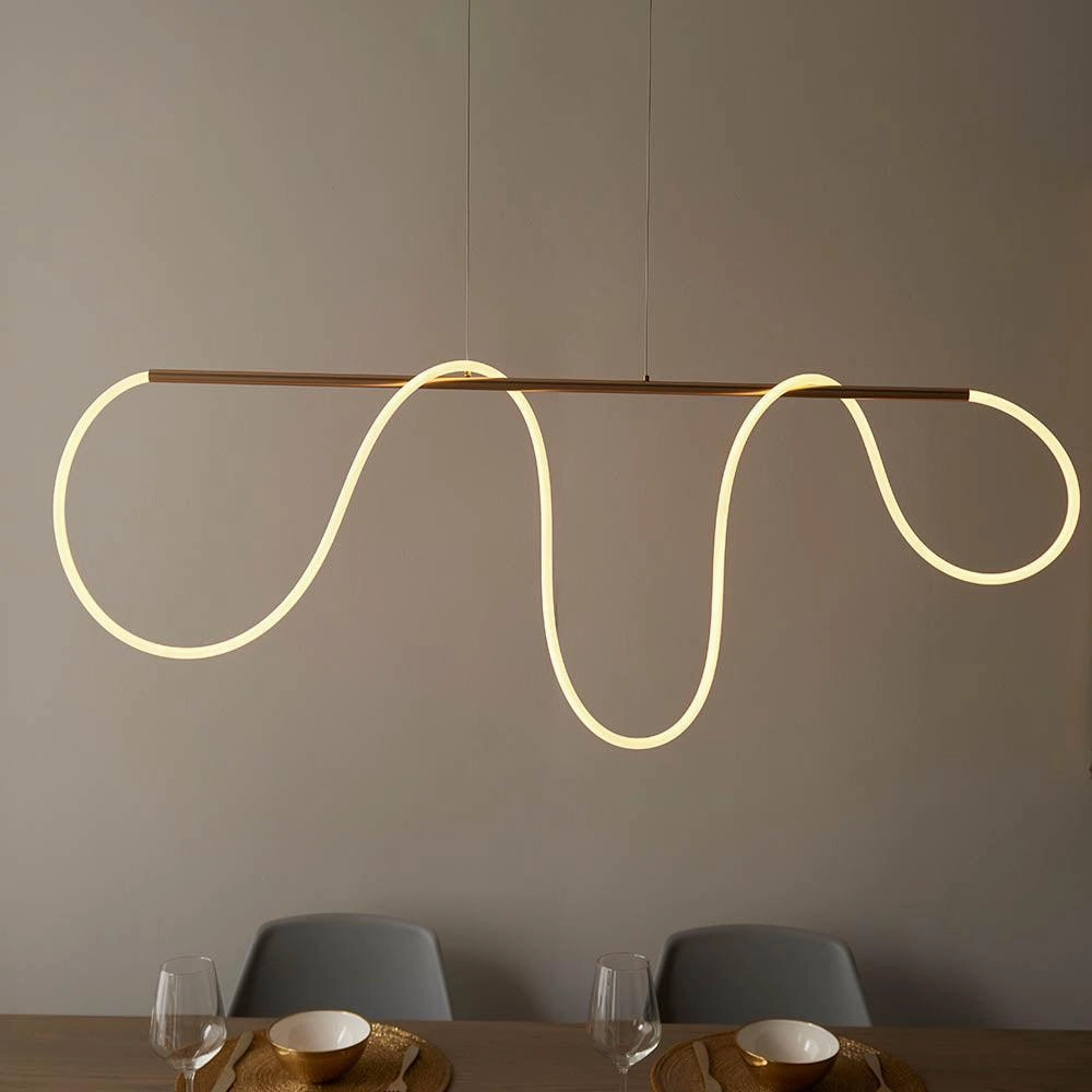Endon Attalea 1 Light Bar Satin Gold Ceiling Pendant - Open Box sleek LED ceiling lamp