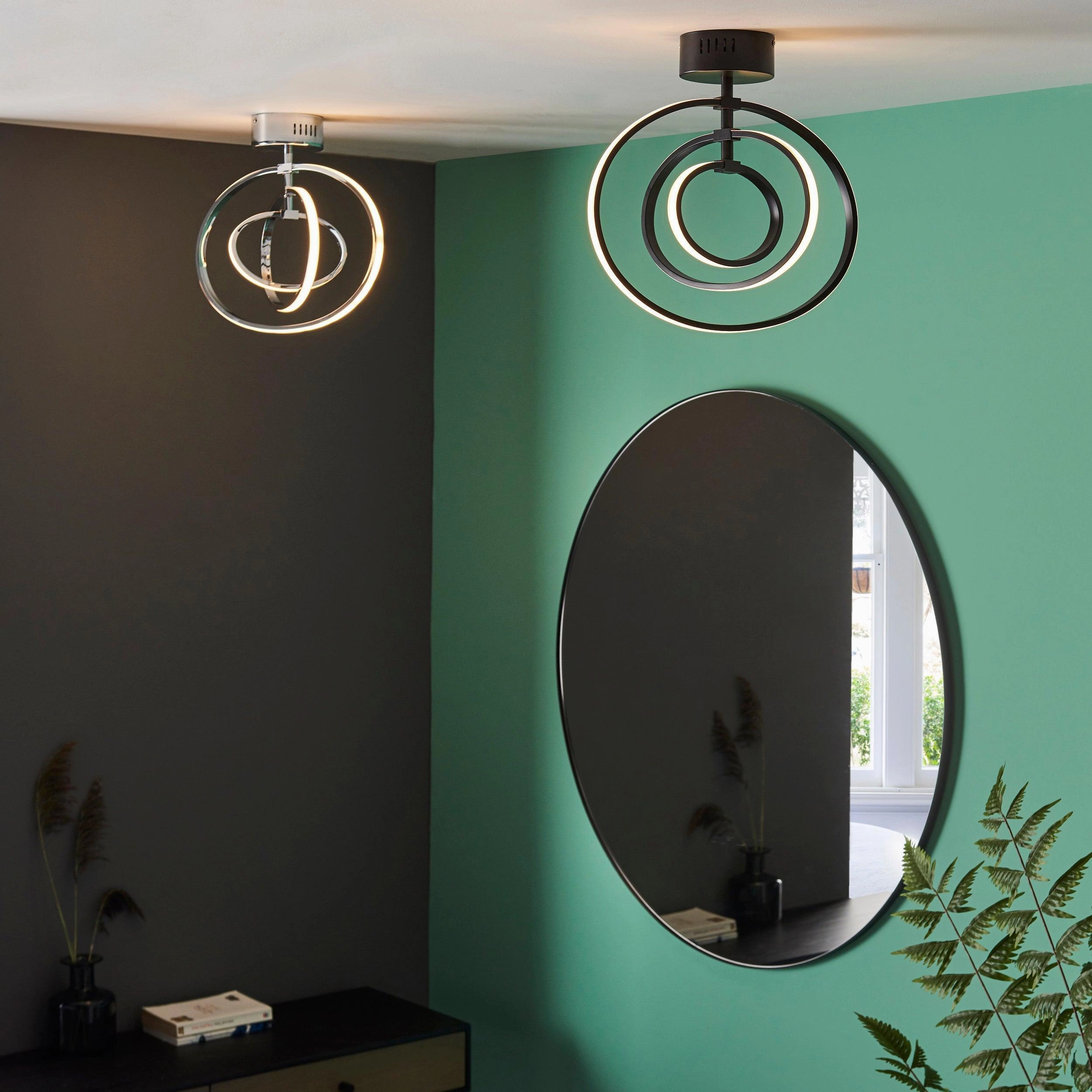 Endon Avali 1 Light LED Black & White Ceiling  Semi Flush