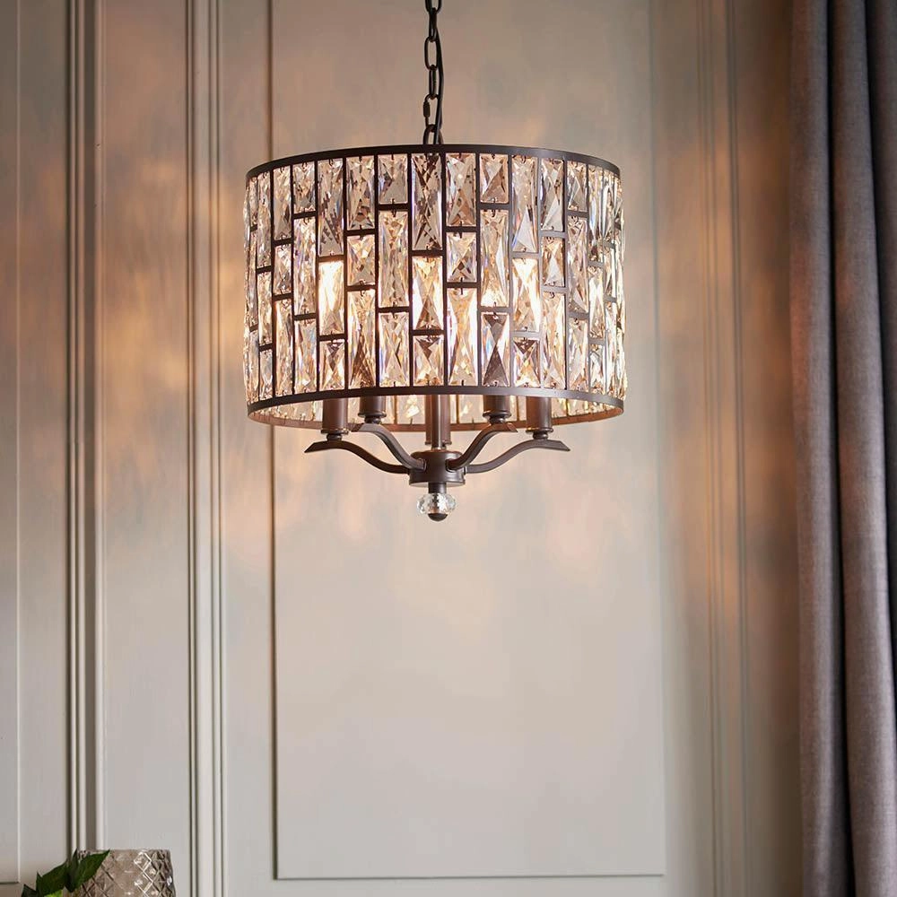 Endon Belle 5 Light Clear Glass Crystal Ceiling Pendant soft glow ceiling light