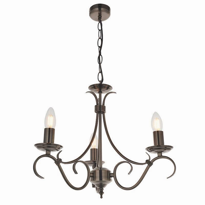 Endon Bernice Antique Silver Finish 3 Light Chandelier