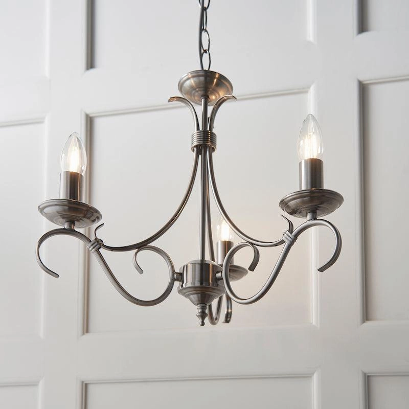 Endon Bernice Antique Silver Finish 3 Light Chandelier