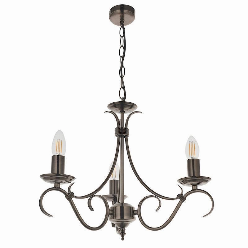 Endon Bernice Antique Silver Finish 3 Light Chandelier
