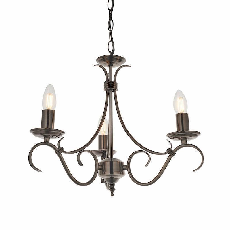 Endon Bernice Antique Silver Finish 3 Light Chandelier